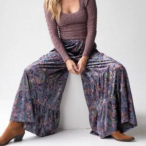 NATURAL LIFE Purple Floral Wide Leg Pants